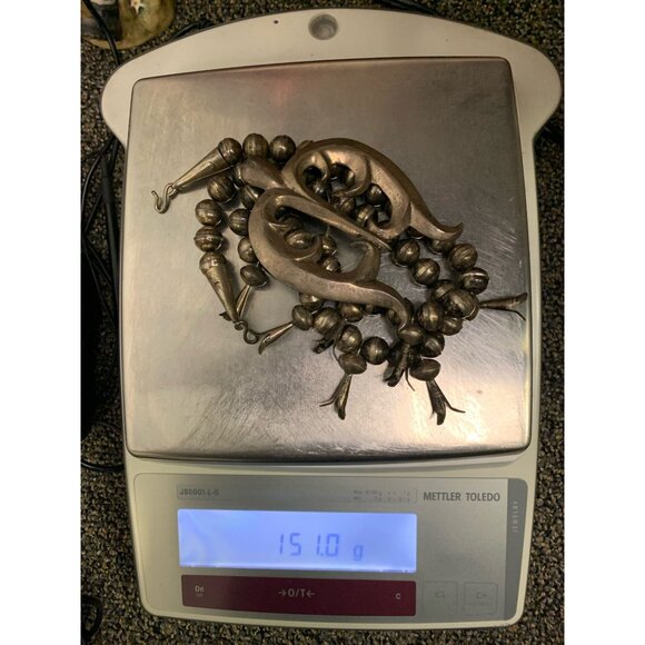 Squash Blossom NAJA Pendant Sterling Silver Native American Silver Pearls Long C - Picture 15 of 15